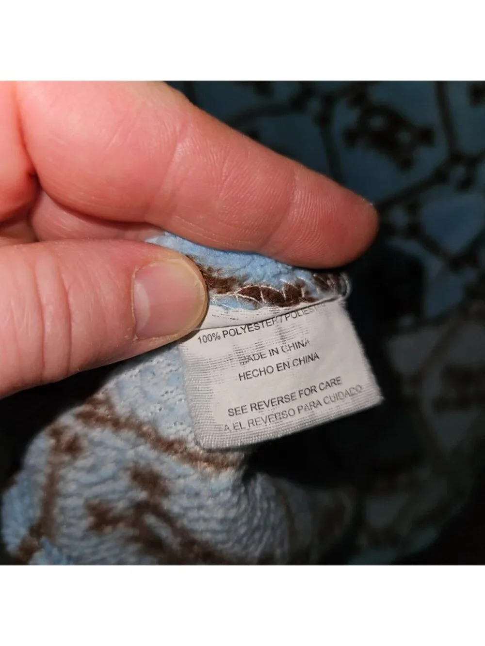 Blue Brown Skulls Fleece Baby Blanket 28x38
